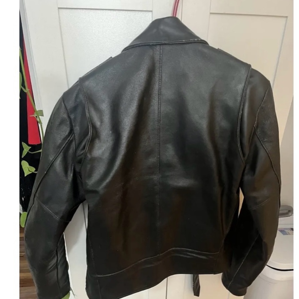 COPY - Vintage black leather motorcycle jacket .Mens size 38 . - Picture 3 of 7